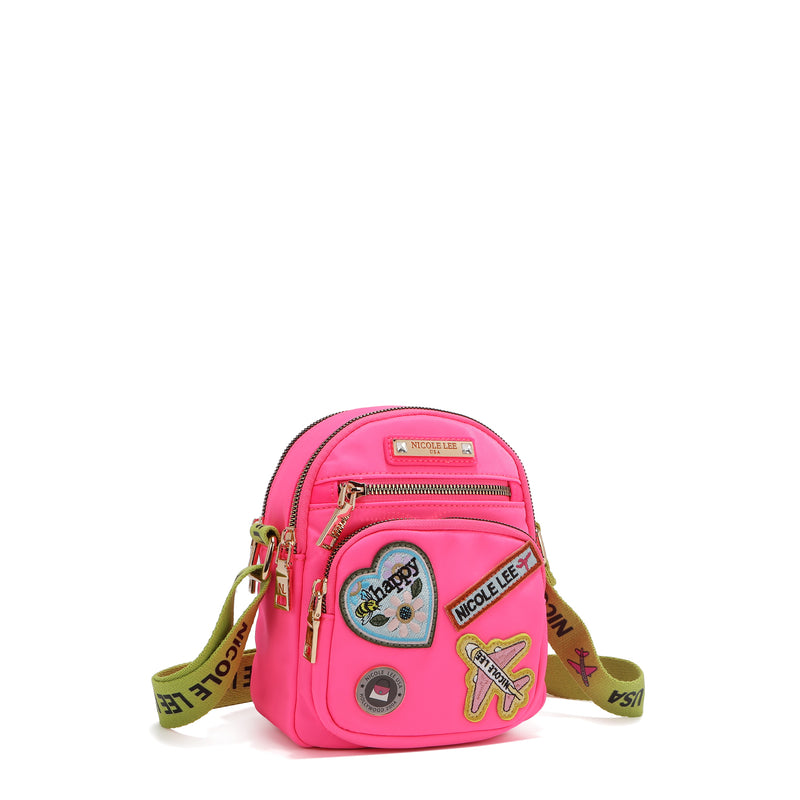 BOLSO CRUZADO CON PARCHES DE COLORES (ROSADO) - 2