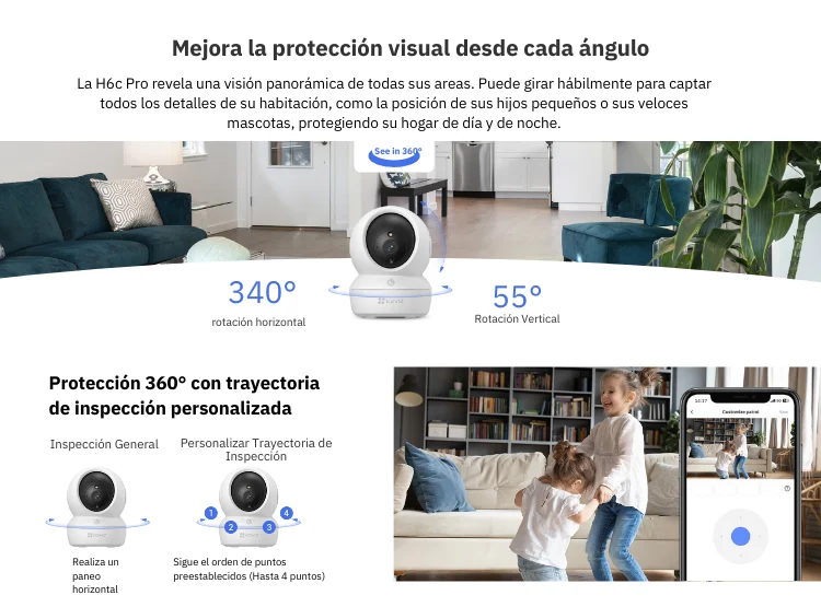 CÁMARA EZVIZ H6C 1080P INALÁMBRICA WIFI PRO CON VISIÓN 360° BOTÓN LLAMADA - 3
