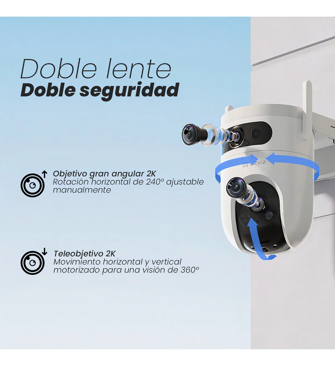 CÁMARA EZVIZ H9C DUAL 6MP 3MP LENTE GIRATORIO 3MP LENTE FIJO - 5