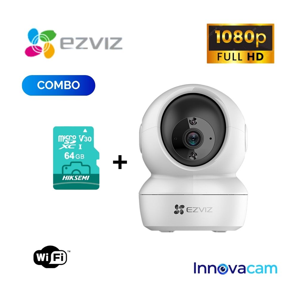 CÁMARA DE SEGURIDAD EZVIZ H6C 1080P WIFI INTERIOR 360 GRADOS AUDIO BIDIRECCIONAL + MEMORIA 64GB HIKVISION - 1