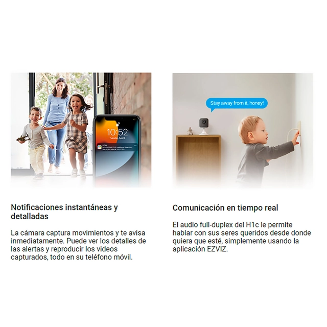 KIT DE 2 CÁMARA DE SEGURIDAD WIFI H1C FULL HD PARA INTERIORES EZVIZ - 3