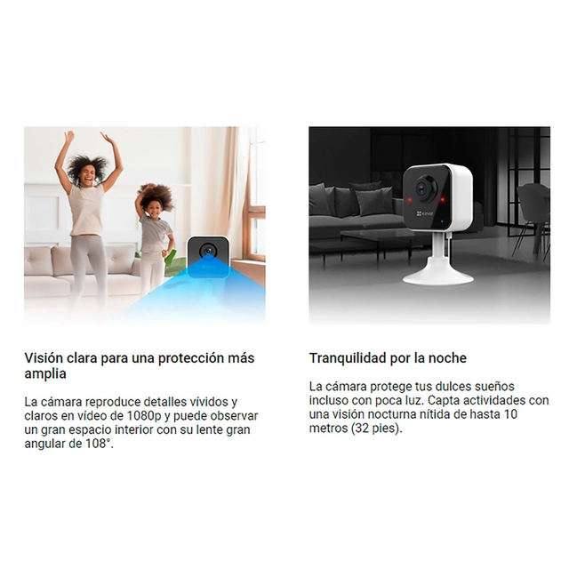 KIT DE 2 CÁMARA DE SEGURIDAD WIFI H1C FULL HD PARA INTERIORES EZVIZ - 4