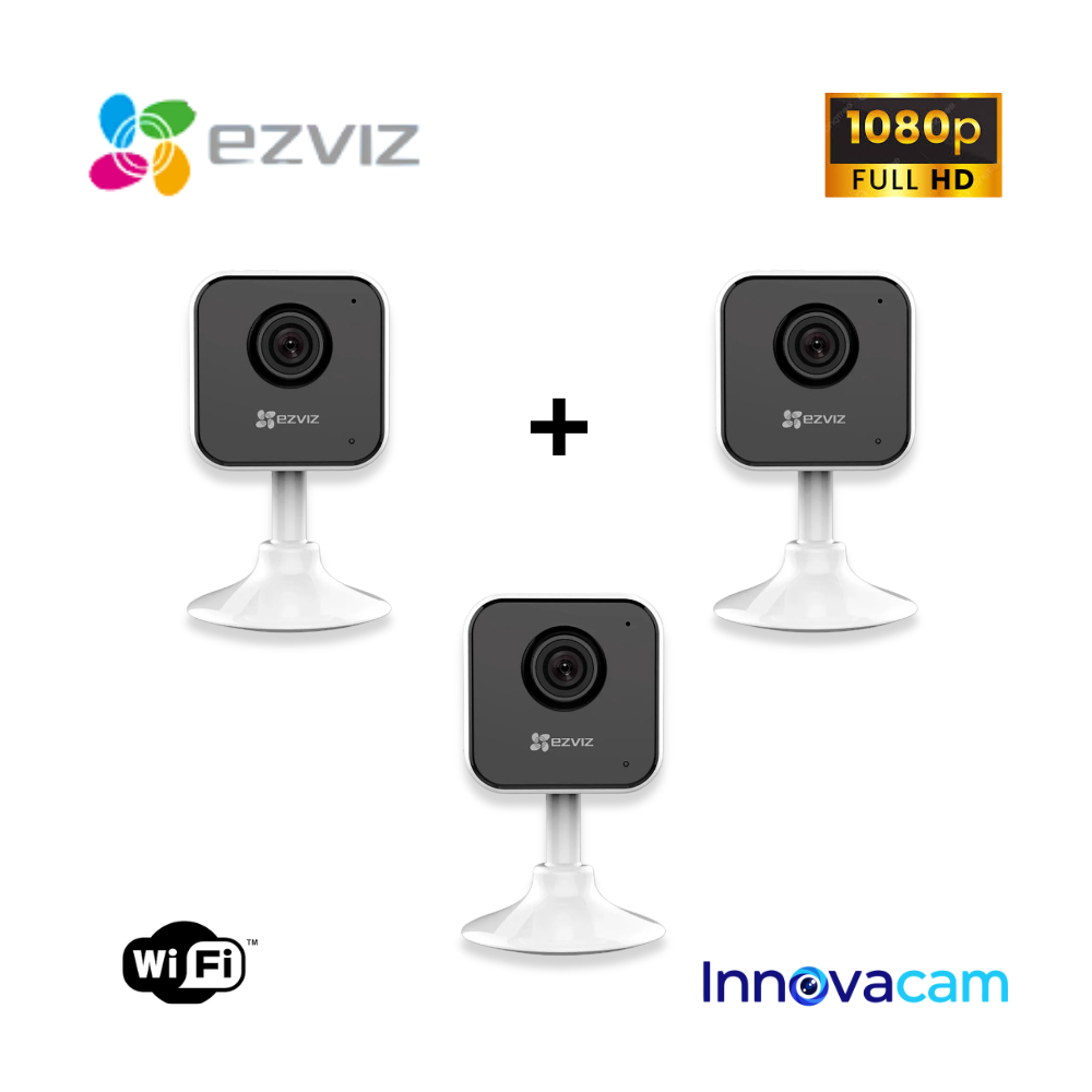 KIT DE 3 CÁMARA DE SEGURIDAD WIFI H1C FULL HD PARA INTERIORES EZVIZ - 1