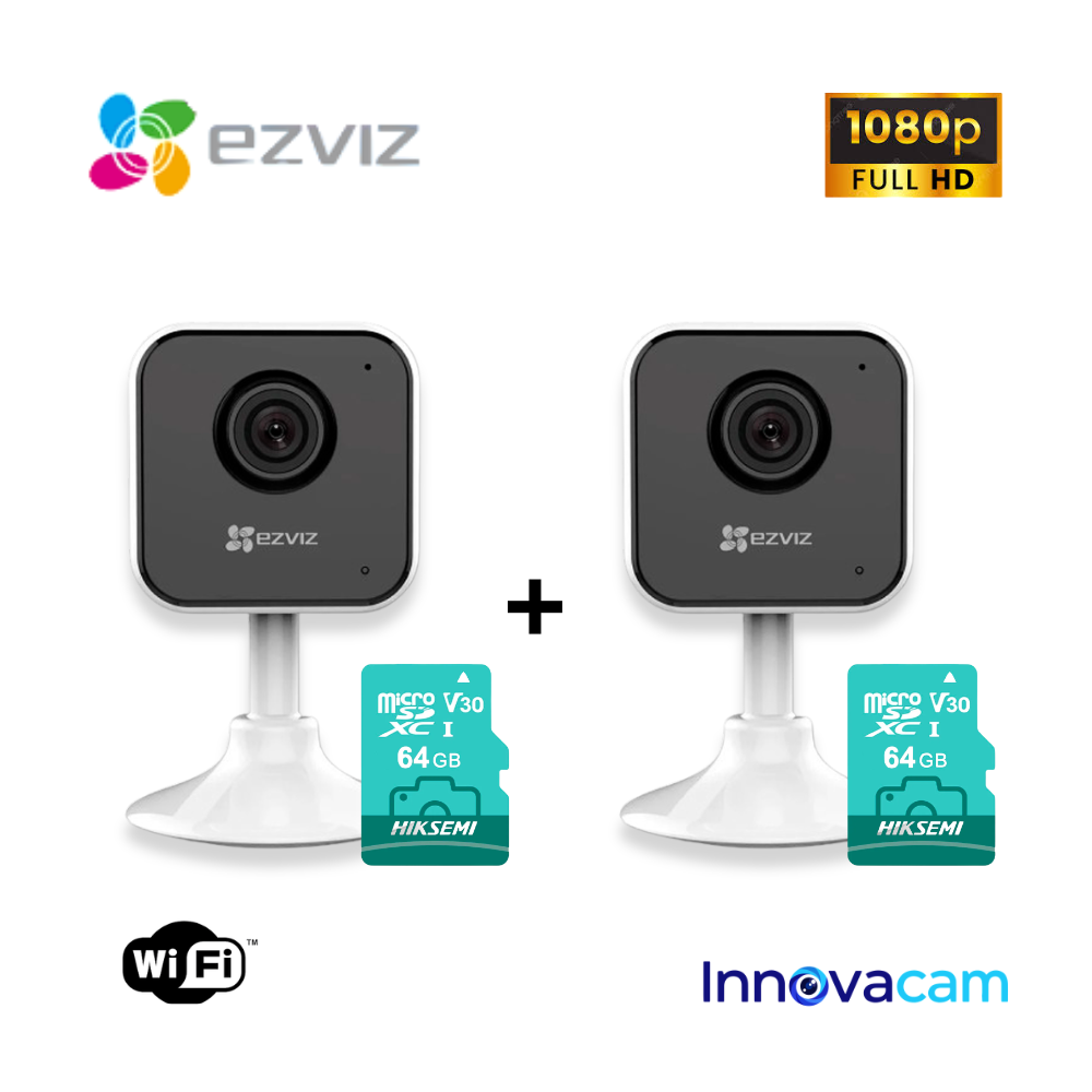 KIT DE 2 CÁMARA DE SEGURIDAD WIFI H1C FULL HD + MICRO SD 64GB PARA INTERIORES EZVIZ - 1