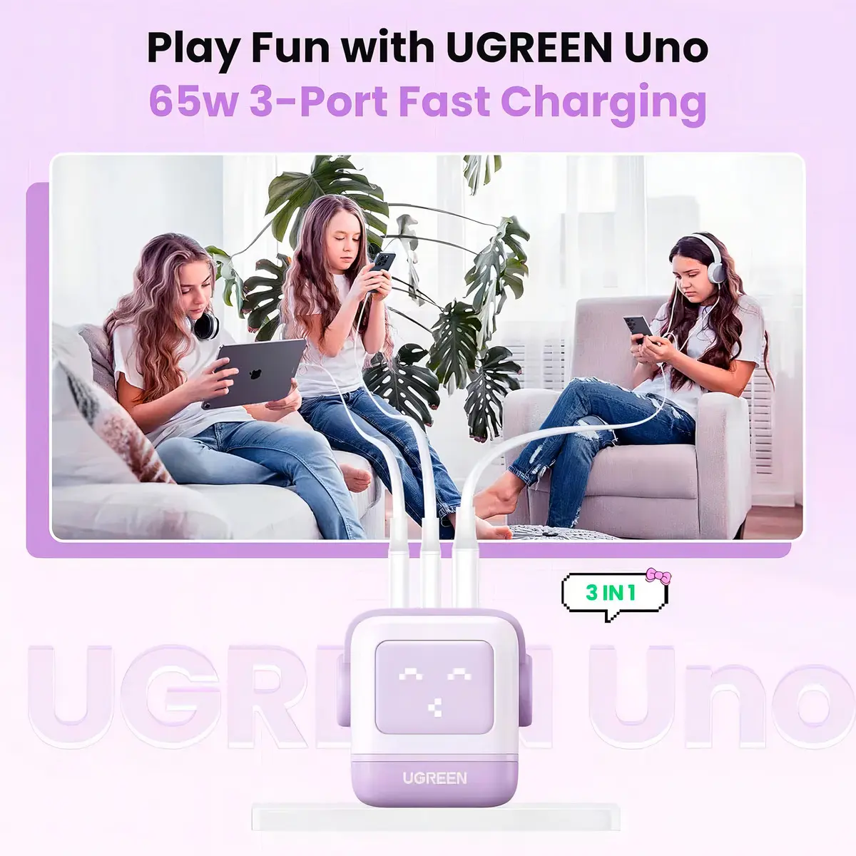 CARGADOR ROBOT GAŃ UGREEN NEXODE RG 65W 3 PUERTOS CARGA RÁPIDA USB-C/A - 6