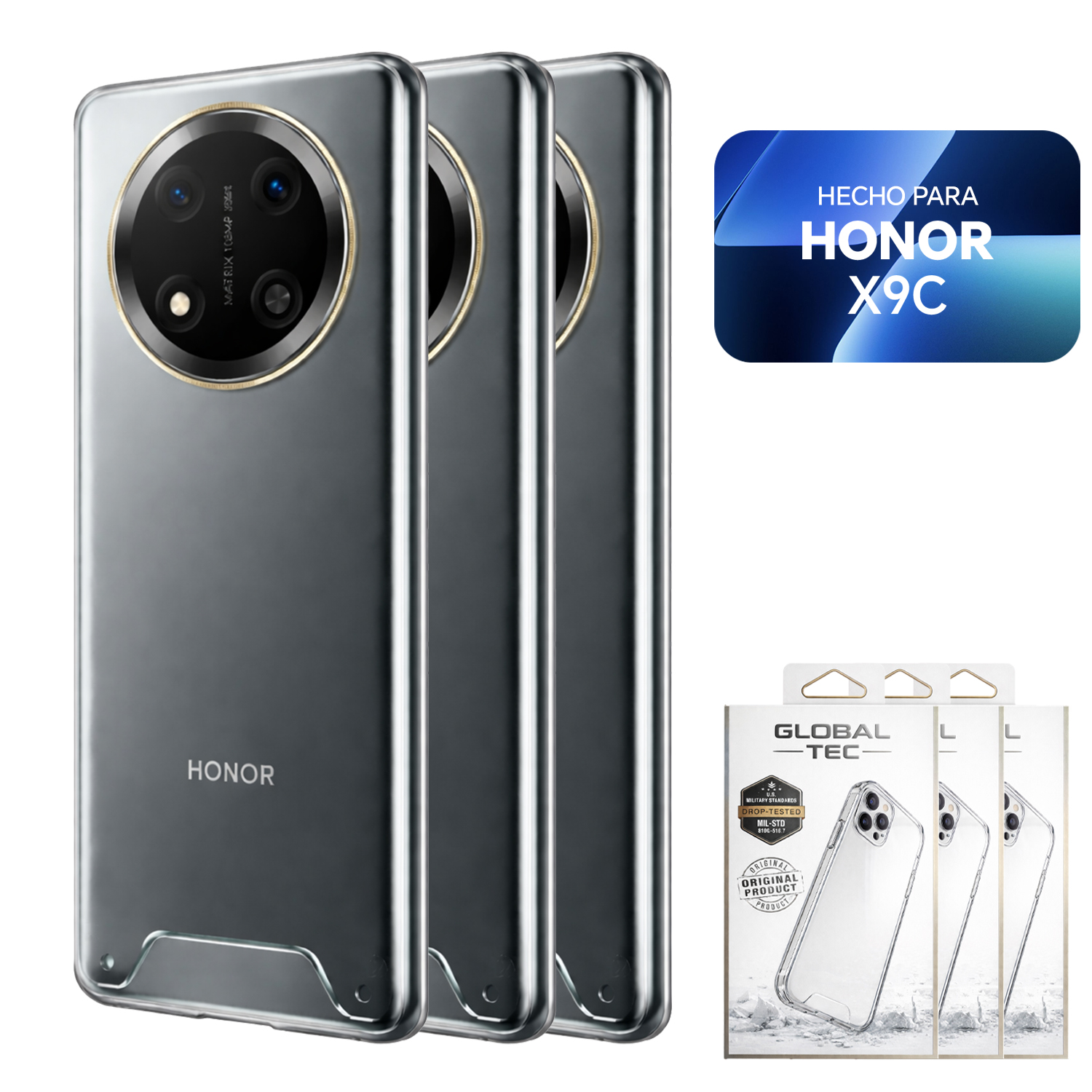 COMBO 3 SPACE CASE TRANSPARENTE PARA HONOR X9C FUNDA PARA CELULAR - 1