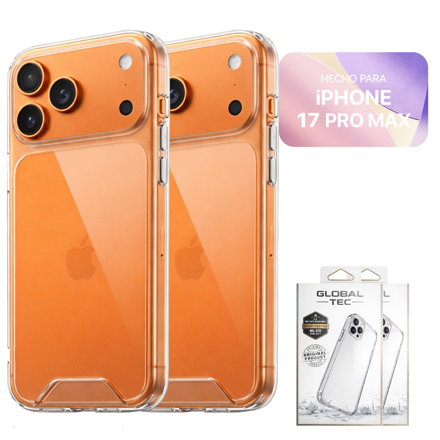 COMBO 2 SPACE CASE TRANSPARENTE PARA IPHONE 17 PRO MAX FUNDA PARA CELULAR - 1