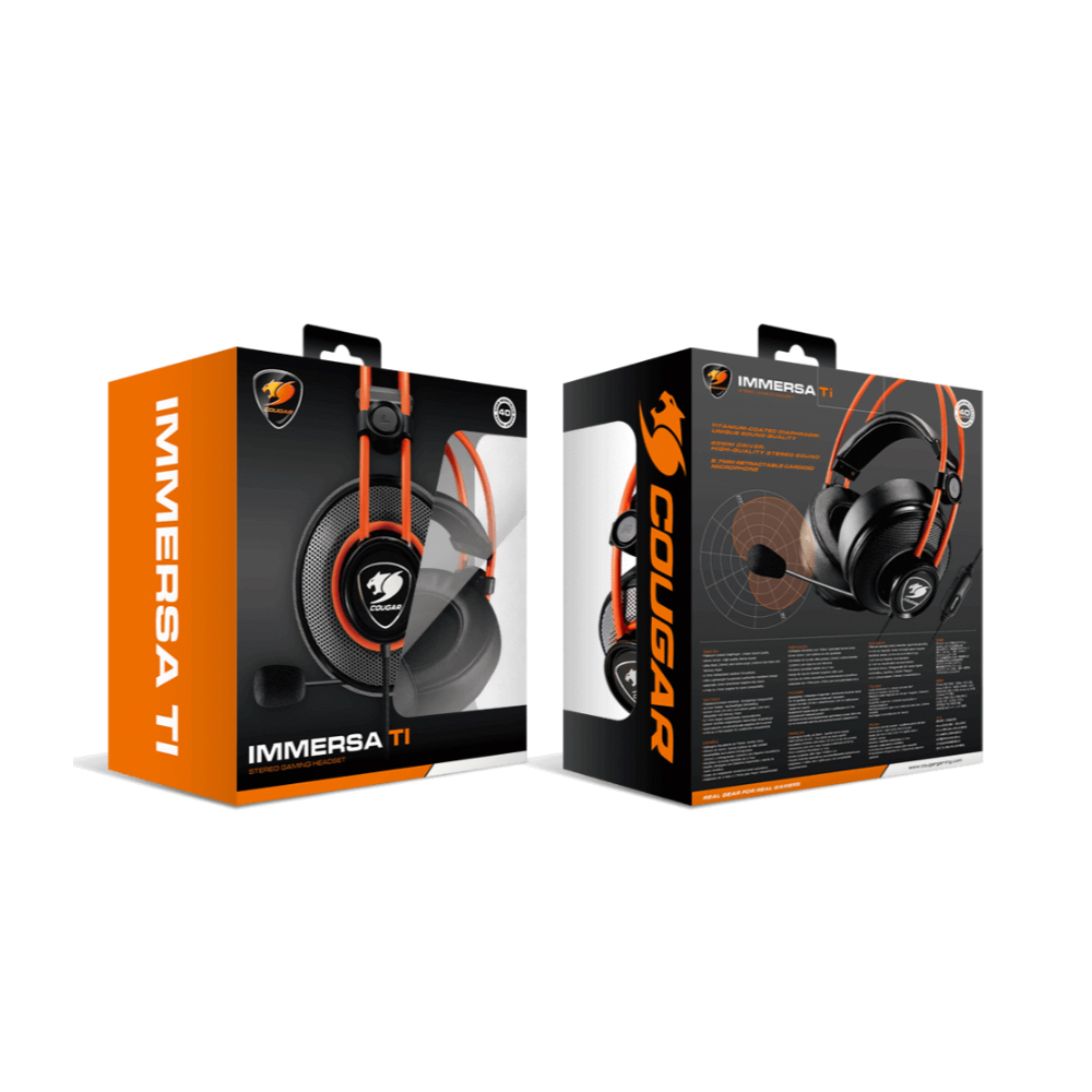 AUDÍFONO GAMING COUGAR IMMERSA TI CABLEADO 3.5MM NEGRO/NARANJA - 3H300P40T.0001 - 5