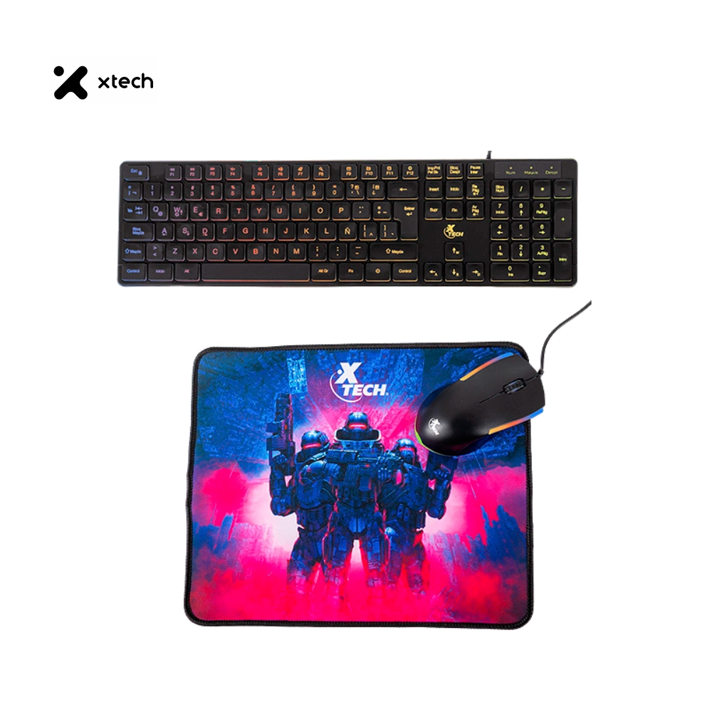 COMBO GAMING XTECH HASHA XTK-535S TECLADO MULTIMEDIA LED + MOUSE + PAD - 1