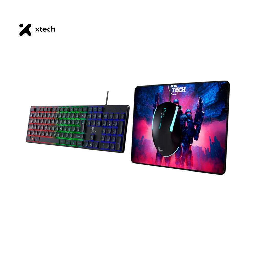 COMBO GAMING XTECH HASHA XTK-535S TECLADO MULTIMEDIA LED + MOUSE + PAD - 2
