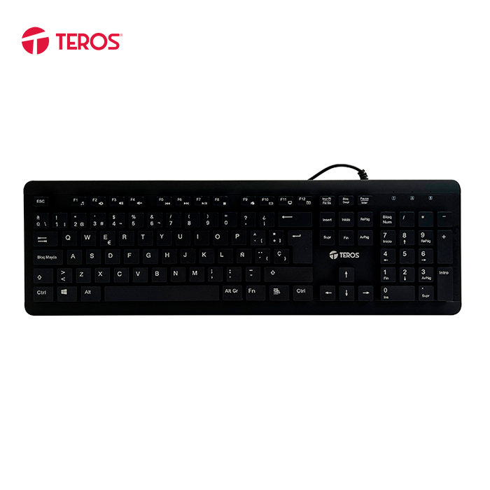 TECLADO TEROS TE-4065N LAVABLE SELLADO IPX7 USB 105 TECLAS ESPAÑOL NEGRO - 2