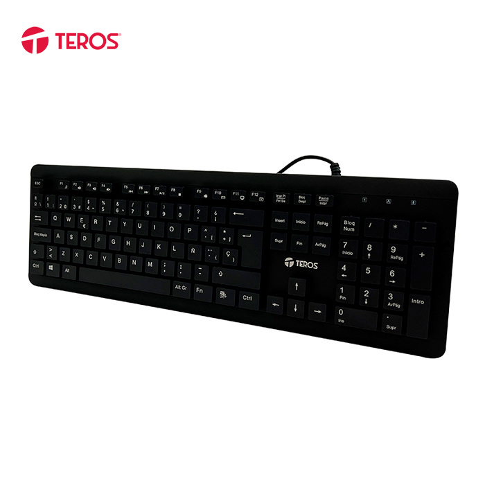 TECLADO TEROS TE-4065N LAVABLE SELLADO IPX7 USB 105 TECLAS ESPAÑOL NEGRO - 3