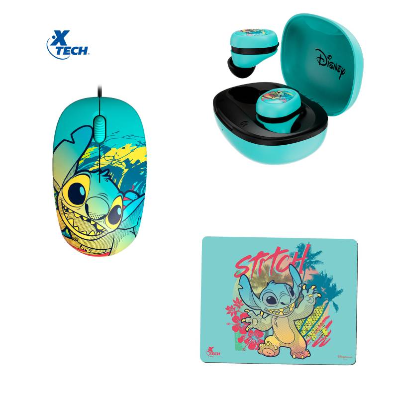 AUDIFONO INALAMBRICO TWS 3 EN 1 STITCH DISNEY MOUSE MOUSEPAD XTH-D701ST-BL AZUL - 1