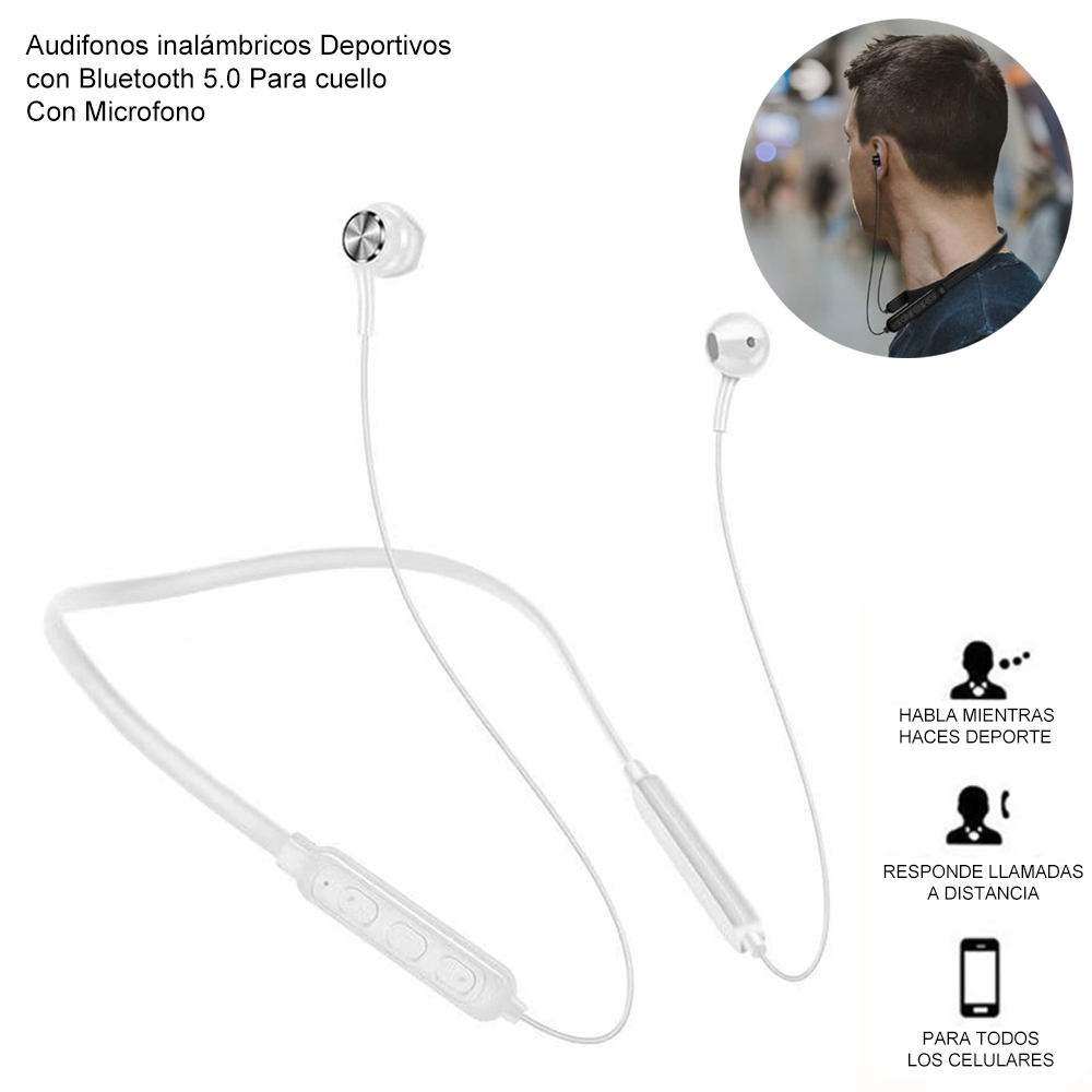 AUDÍFONOS INALÁMBRICOS DEPORTIVOS CON BLUETOOTH 5.0 CON MICRÓFONO - 1
