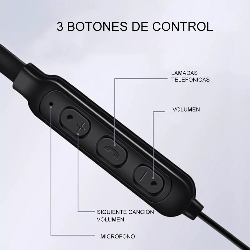 AUDÍFONOS INALÁMBRICOS DEPORTIVOS CON BLUETOOTH 5.0 CON MICRÓFONO - 3