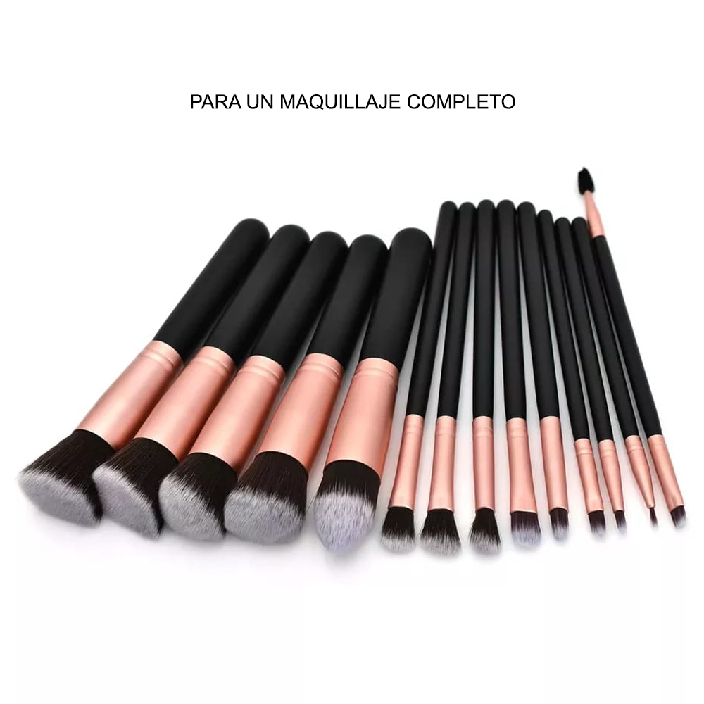 BROCHAS DE MAQUILLAJE PROFESIONALES SET 15 PIEZAS MYC320003 NEGRO - 4