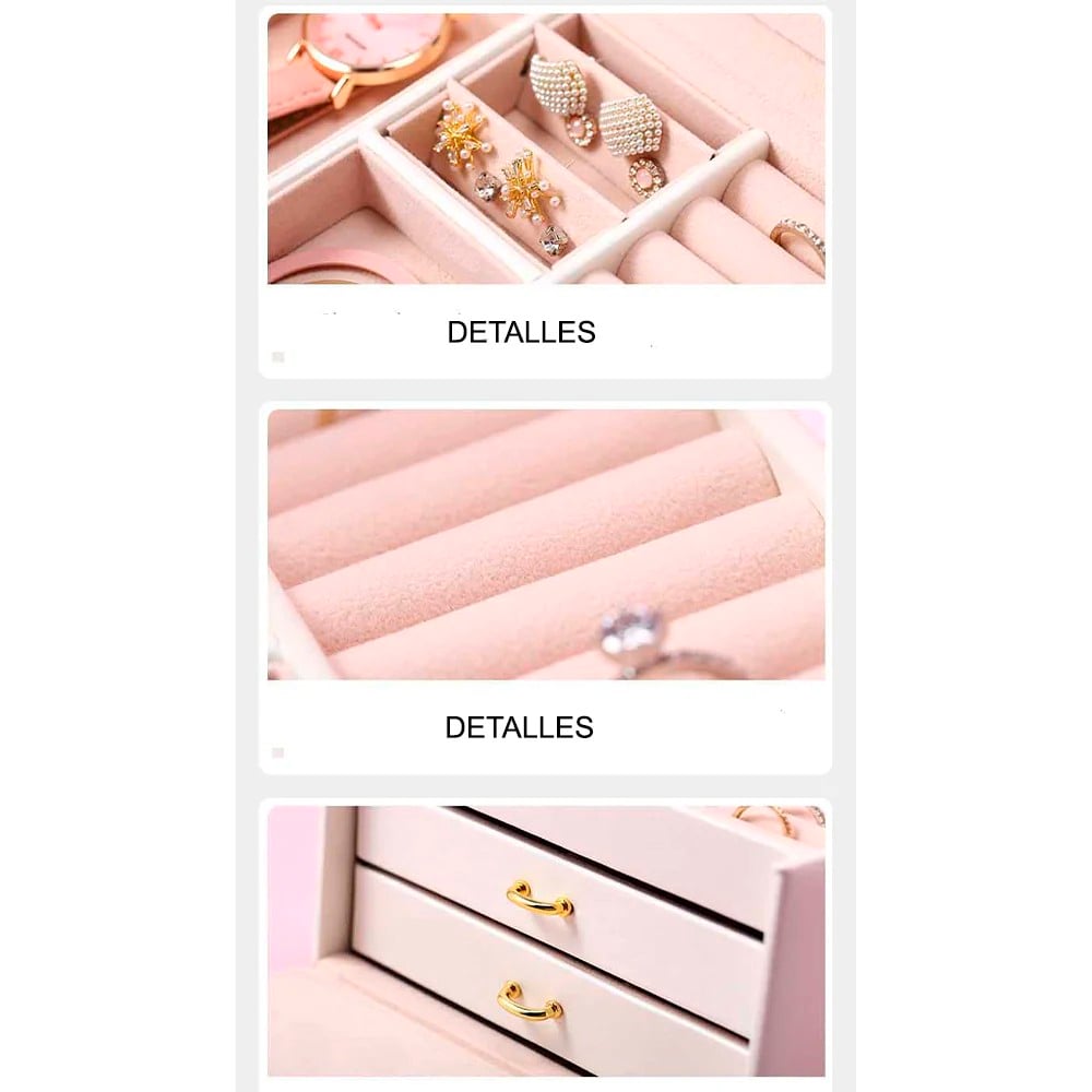 JOYERO MALETÍN ORGANIZADOR DE COLLAR ARETES ANILLOS 3 PISOS - 2