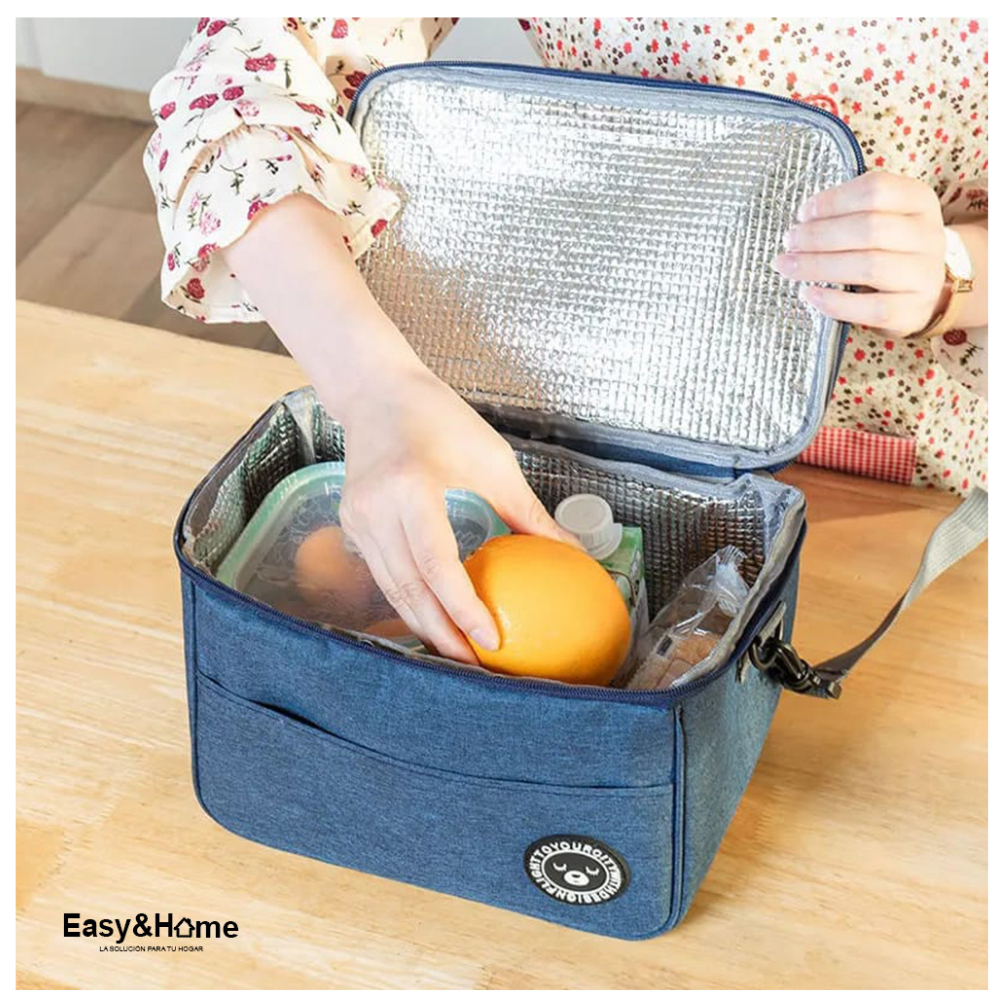 LONCHERA TÉRMICA BOLSA ALMUERZO IMPERMEABLE CON CORREA PORTÁTIL - 3