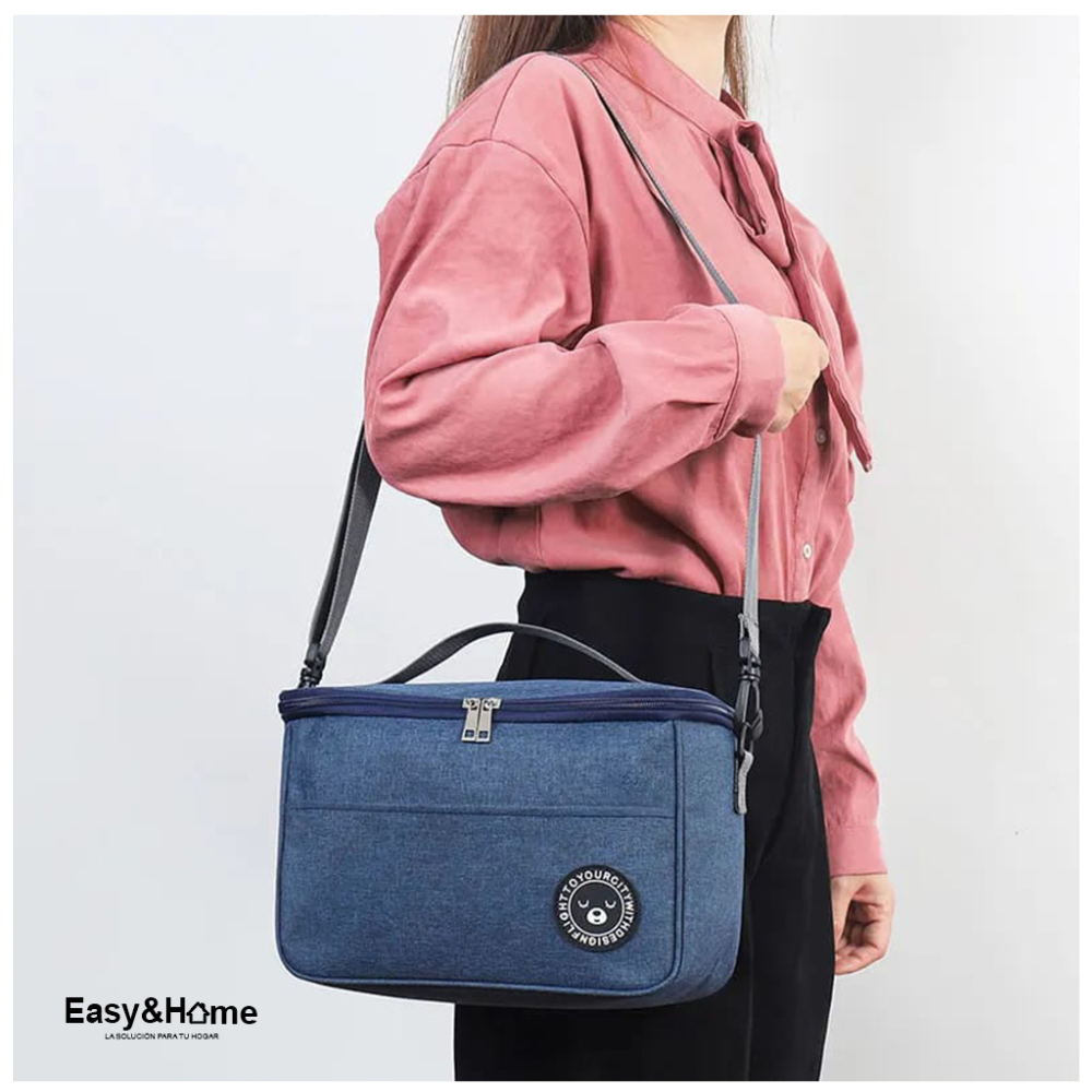 LONCHERA TÉRMICA BOLSA ALMUERZO IMPERMEABLE CON CORREA PORTÁTIL - 4