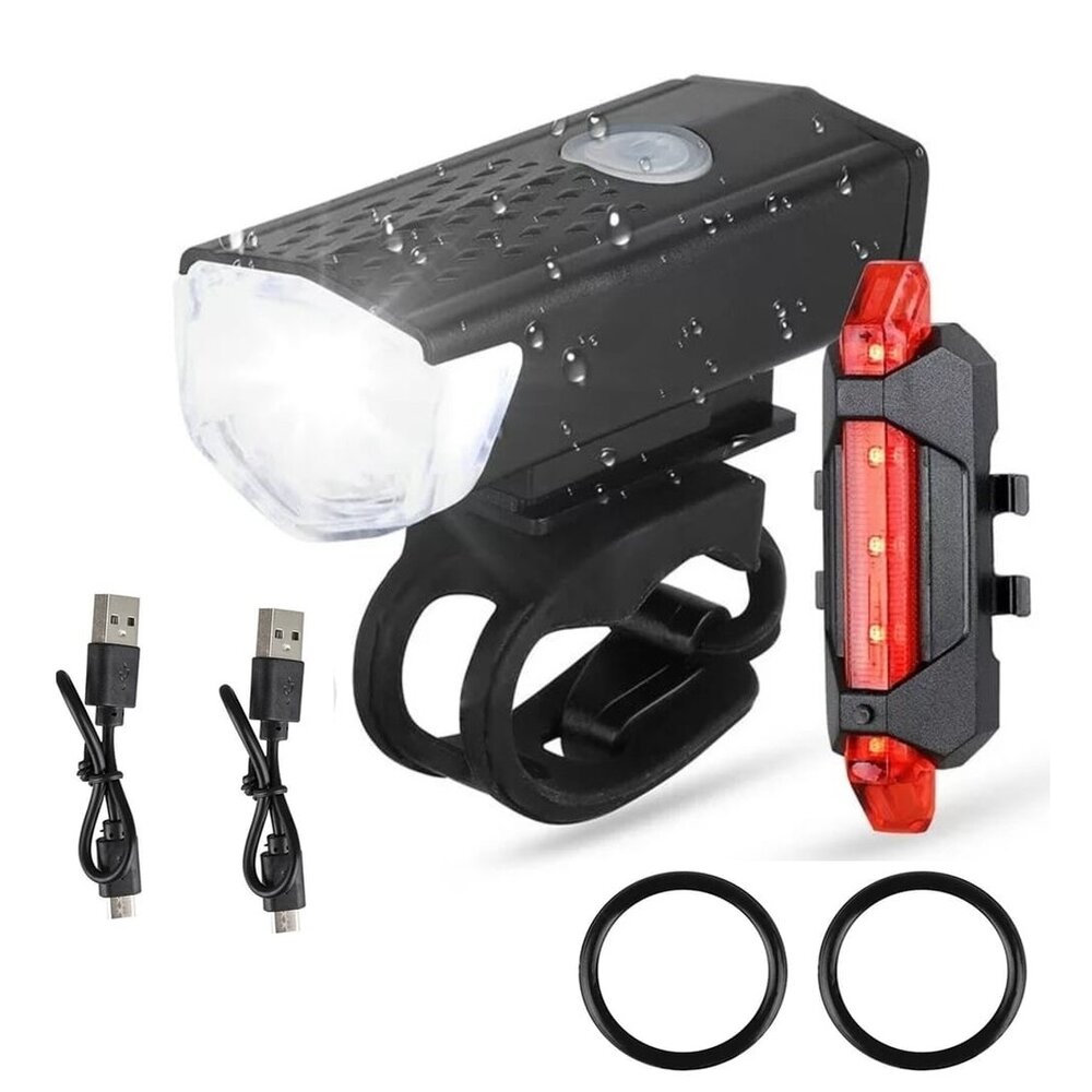 LUCES PARA BICICLETA FARO DELANTERO Y TRASERO RECARGABLE - 1