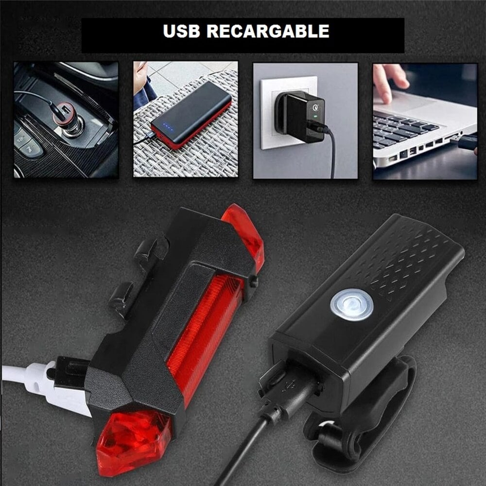 LUCES PARA BICICLETA FARO DELANTERO Y TRASERO RECARGABLE - 4