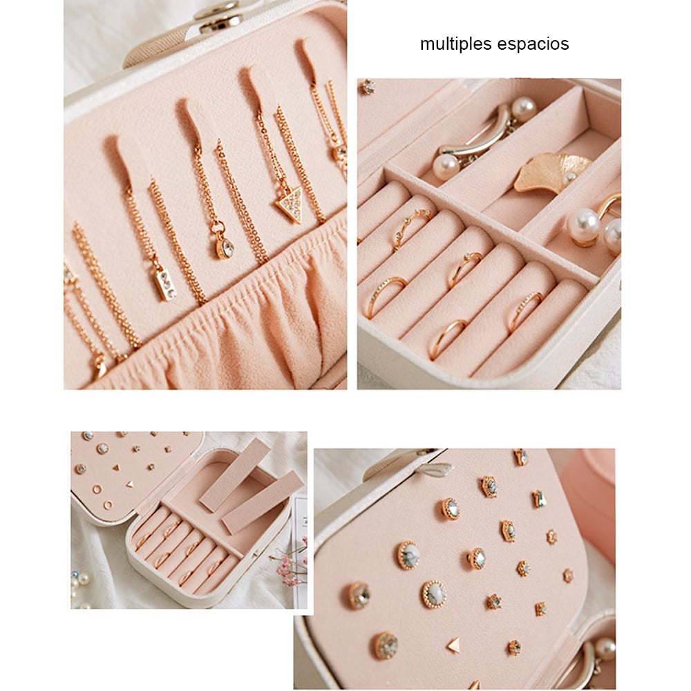 MALETÍN ESTUCHE ORGANIZADOR JOYERO DE VIAJE COLLAR ARETES ANILLOS - 5