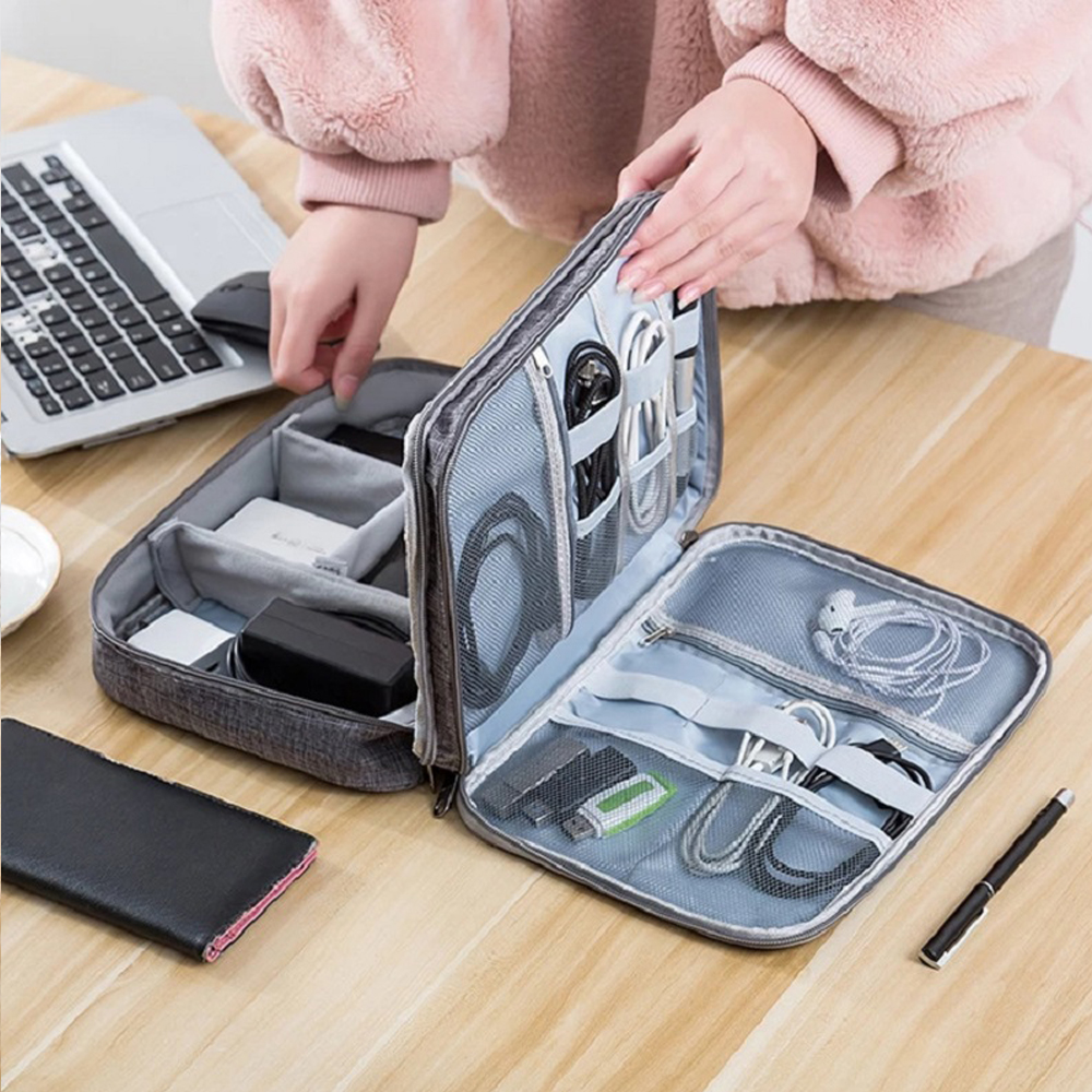 MALETÍN PORTÁTIL ORGANIZADOR DE CABLES 2 DIVISIONES IMPERMEABLE INTERLUD - 1