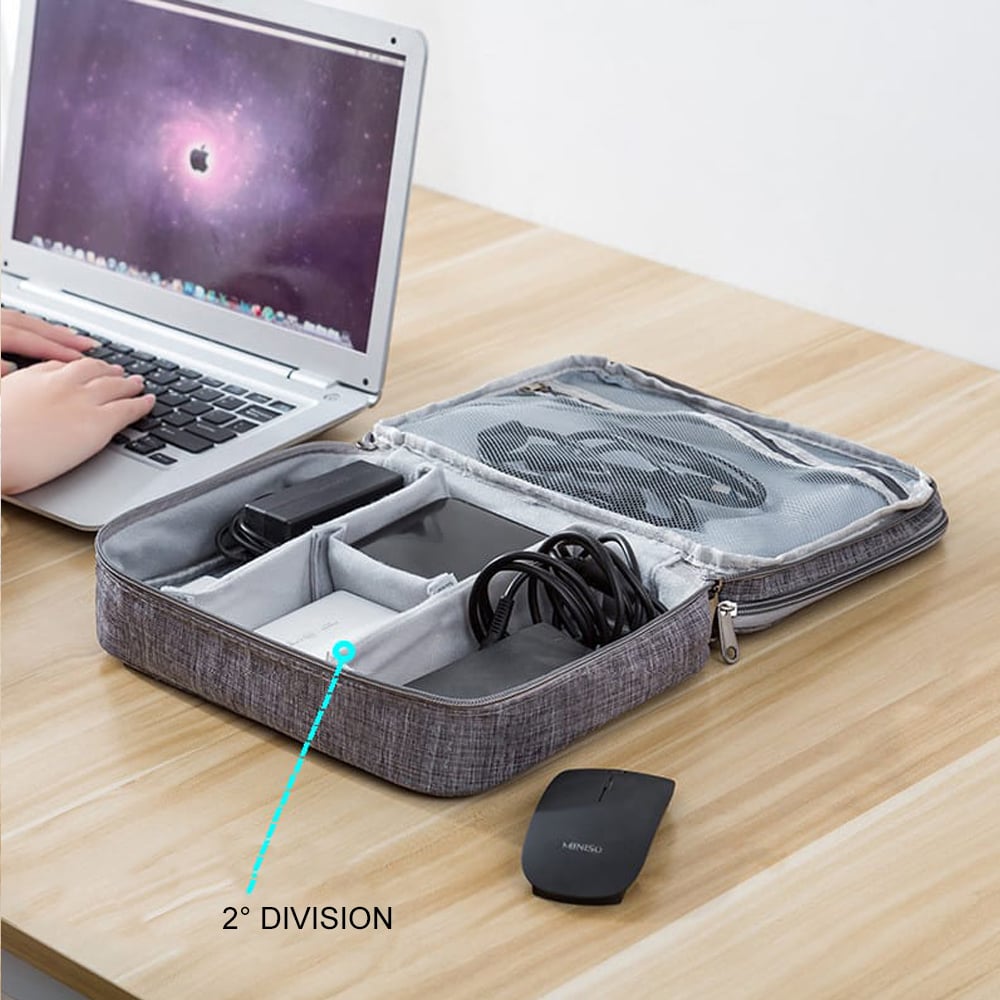 MALETÍN PORTÁTIL ORGANIZADOR DE CABLES 2 DIVISIONES IMPERMEABLE INTERLUD - 2