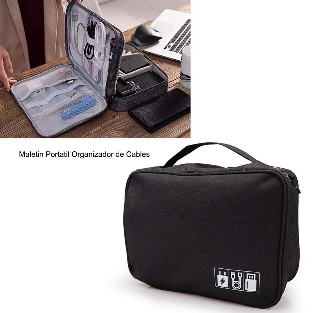 MALETÍN PORTÁTIL ORGANIZADOR DE CABLES 2 DIVISIONES IMPERMEABLE INTERLUD - 3