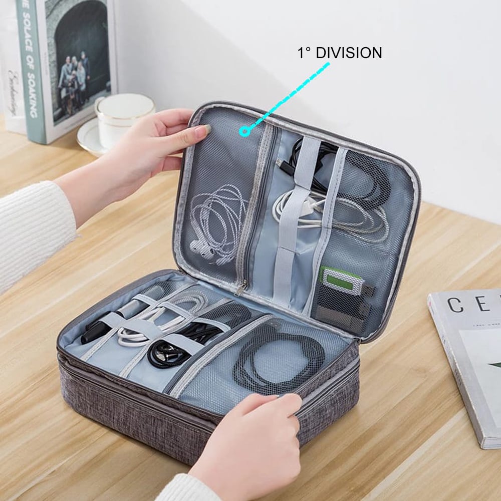 MALETÍN PORTÁTIL ORGANIZADOR DE CABLES 2 DIVISIONES IMPERMEABLE INTERLUD - 5