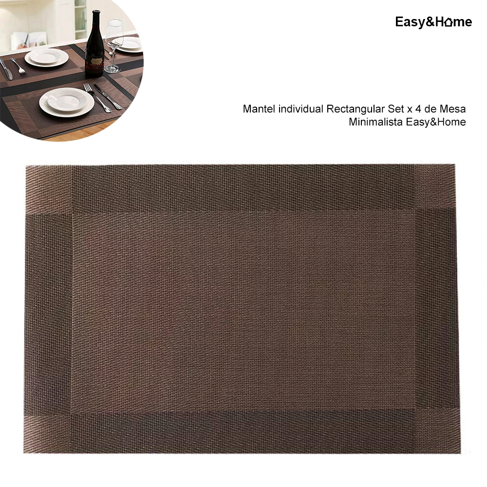 MANTEL INDIVIDUAL RECTANGULAR SET X 4 DE MESA MINIMALISTA EASYYHOME - 1