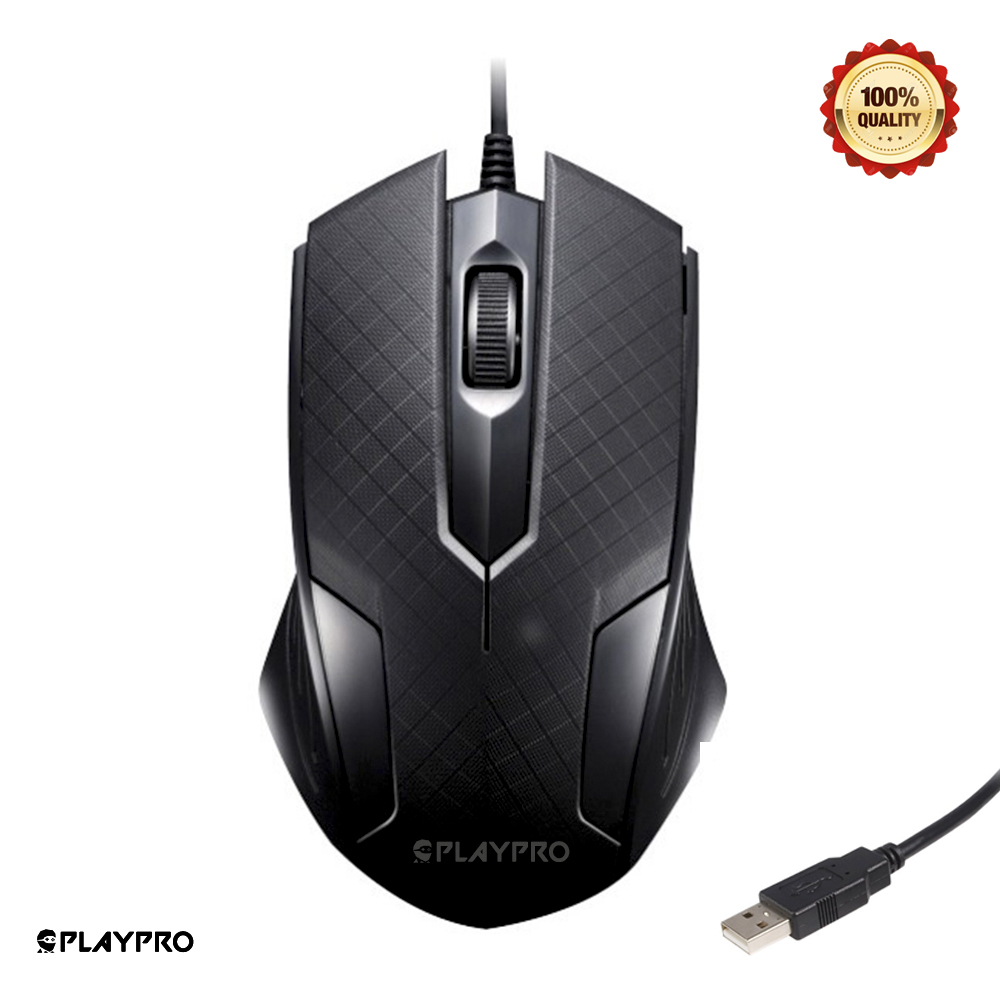 MOUSE ERGONÓMICO USB PC LAPTOP COMPUTADORA NEGRO PLAYPRO TYM350006 - 1