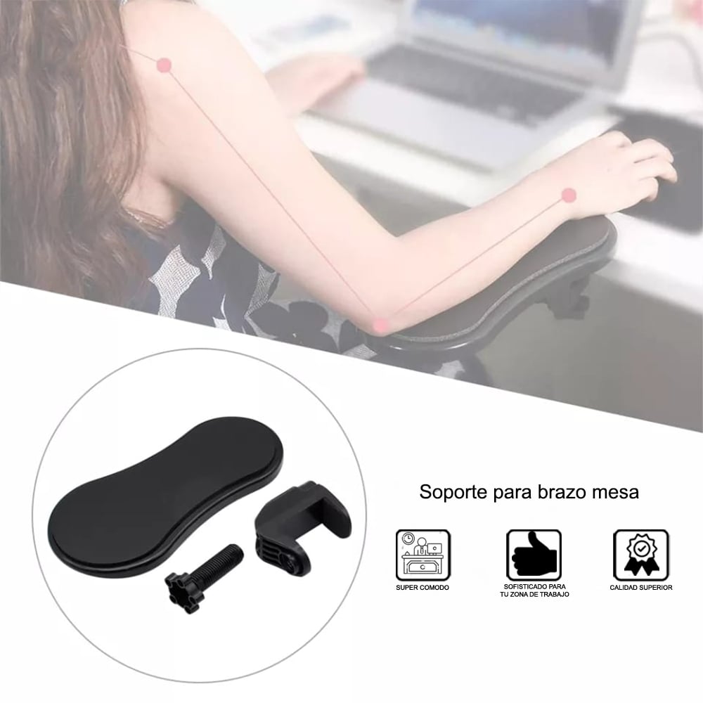SOPORTE DE BRAZO PARA ESCRITORIO PARA MUÑECA Y MANO MOUSE NEGRO PLAYPRO - 1