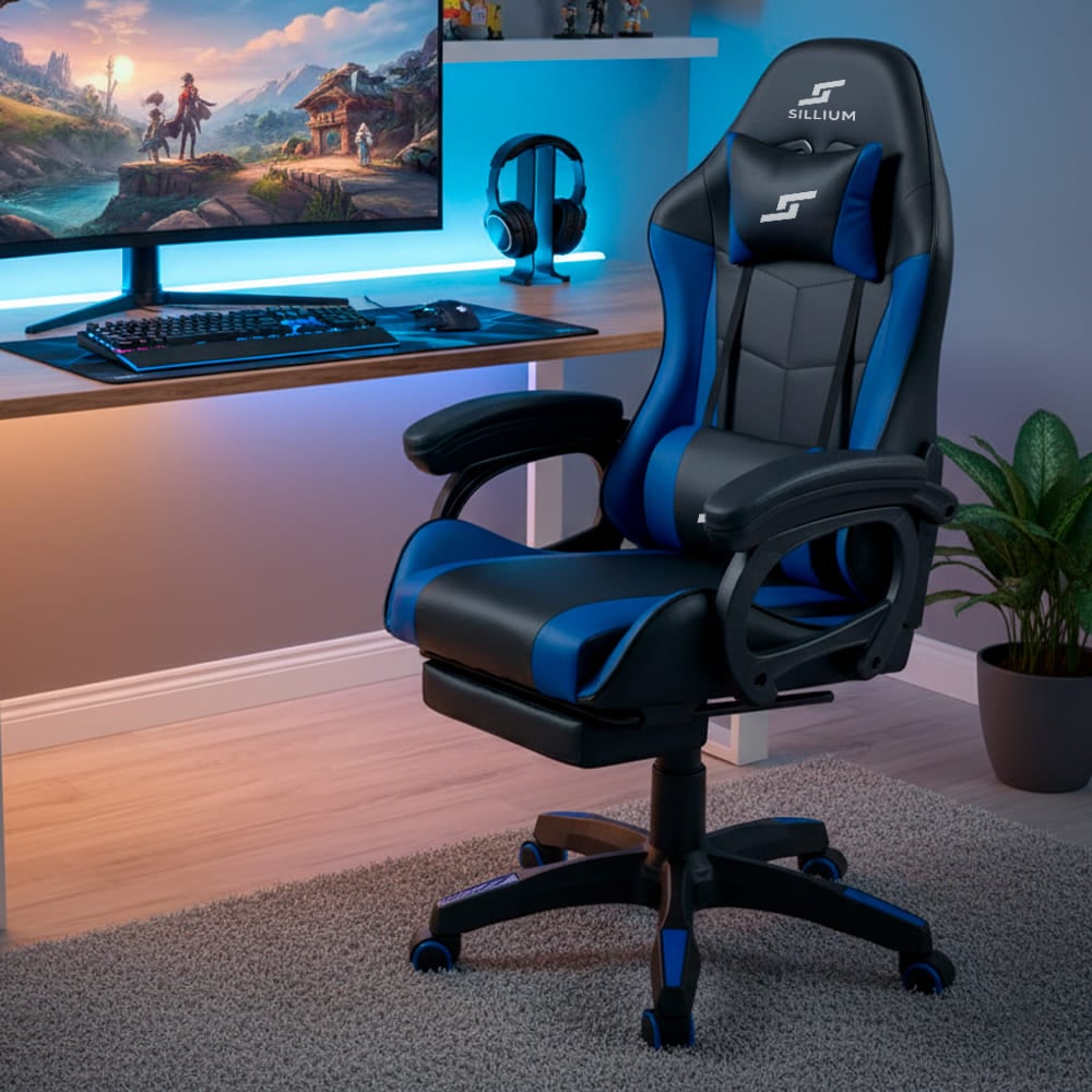 SILLA GAMER RECLINABLE SILLIUM AZUL - 1