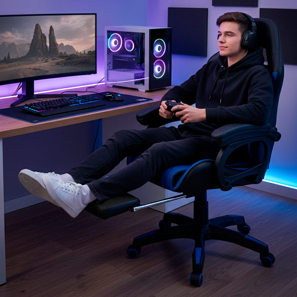 SILLA GAMER RECLINABLE SILLIUM AZUL - 8