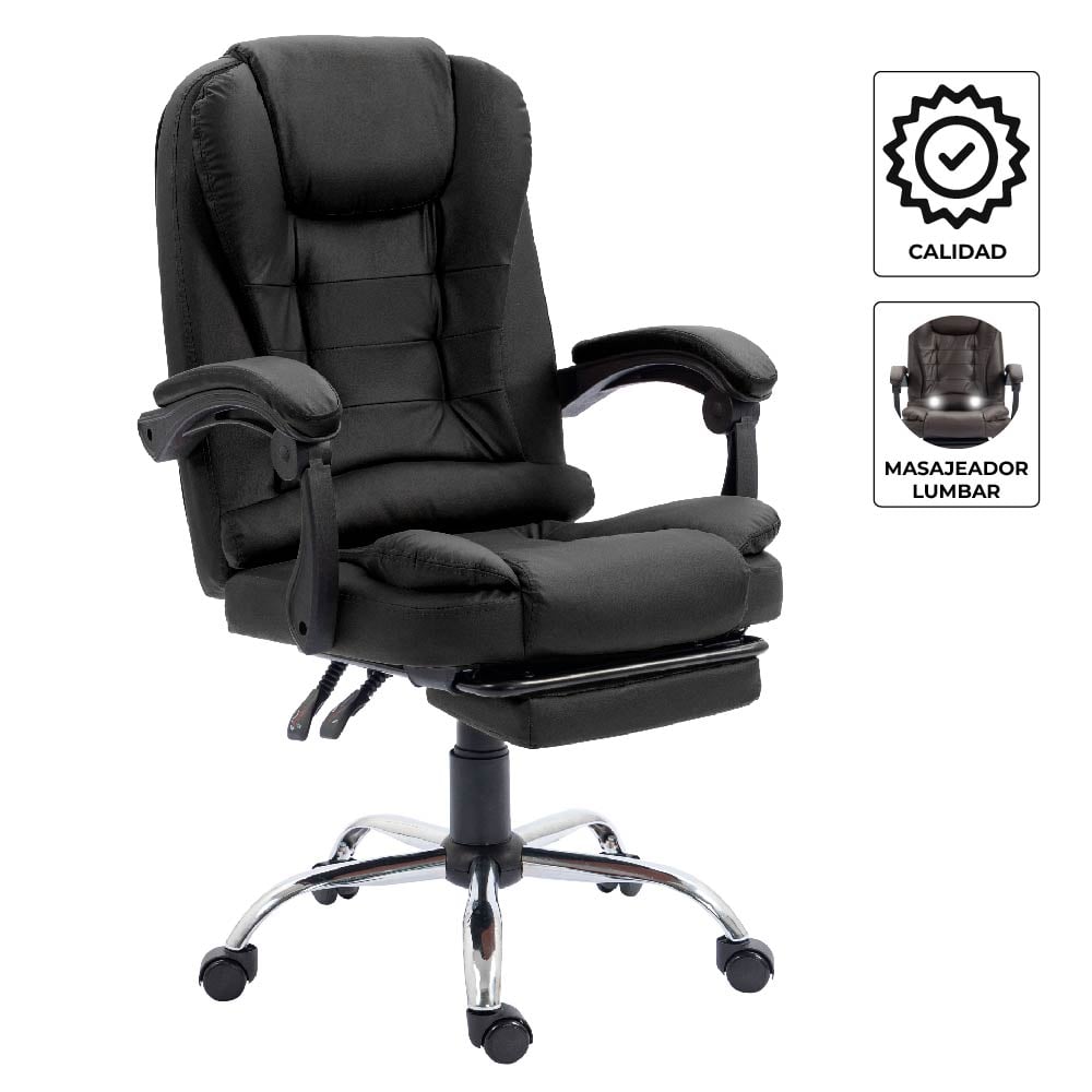 SILLA DE OFICINA GERENCIAL CON MASAJEADOR LUMBAR SILLIUM NEGRO - 1