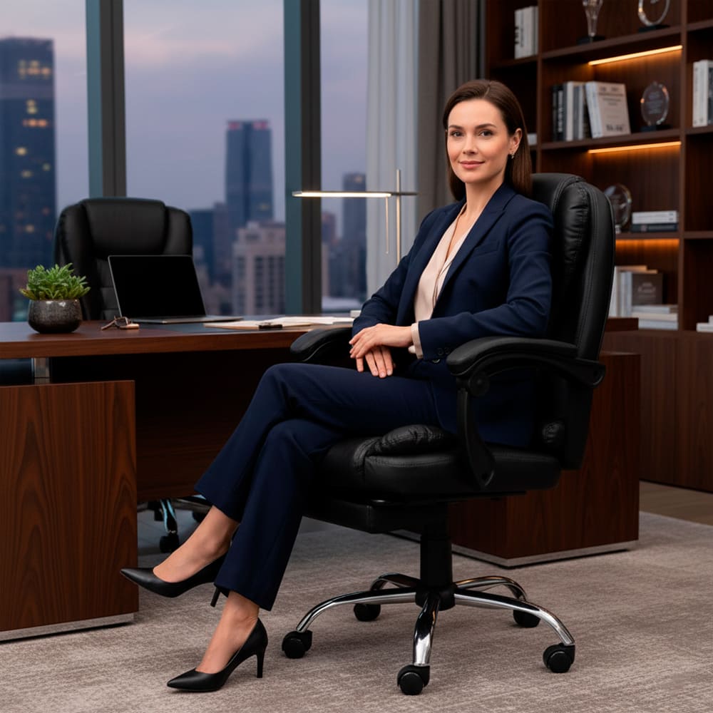 SILLA DE OFICINA GERENCIAL CON MASAJEADOR LUMBAR SILLIUM NEGRO - 8