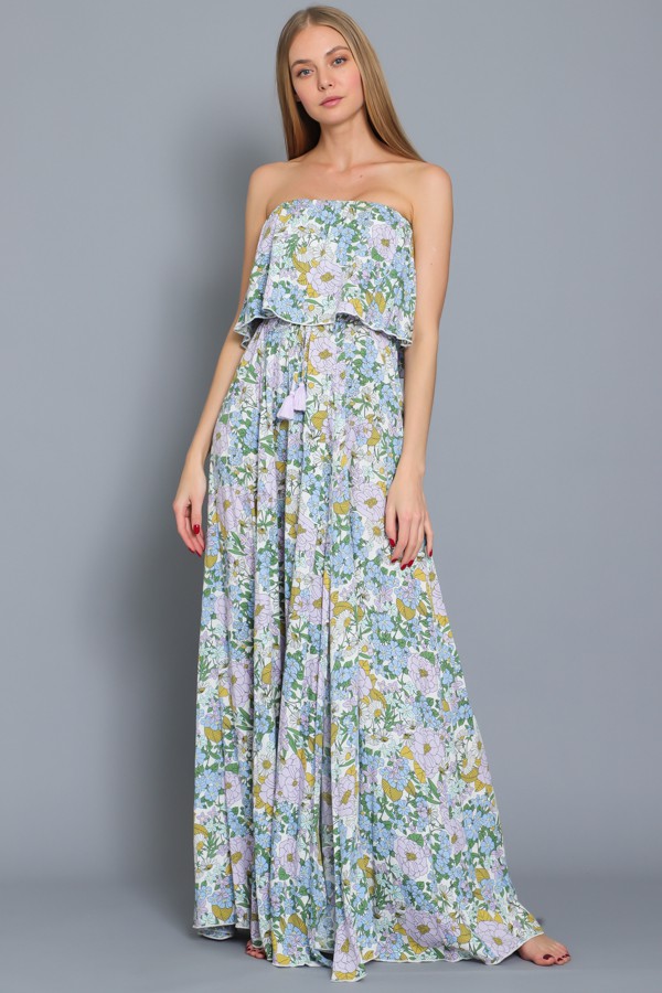 VESTIDO LARGO MAXI STRAPLESS EVE MORADO - 1