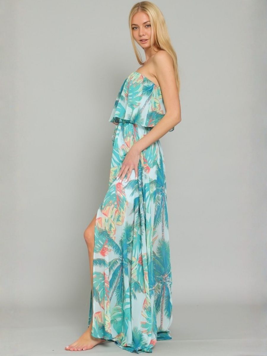 VESTIDO LARGO MAXI STRAPLESS EVE JADE - 2