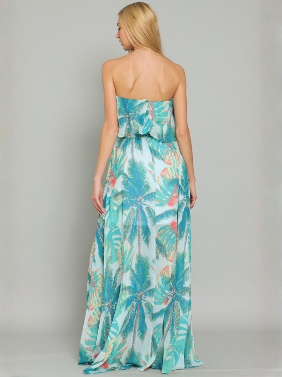 VESTIDO LARGO MAXI STRAPLESS EVE JADE - 3