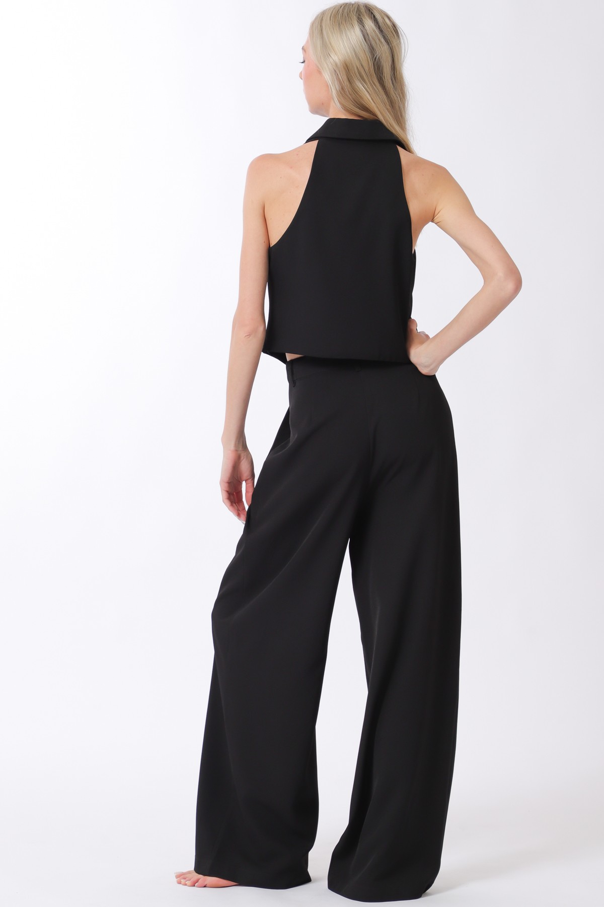 PANTALÓN Y TOP AMY – TOP ESTRUCTURADO Y PANTALÓN DE CORTE AMPLIO – NEGRO - 5