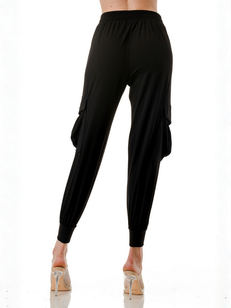 PANTALON MUJER ESTILO JOGGER/CARGO CON BOLSILLOS Y CORDON AJUSTABLE - 2