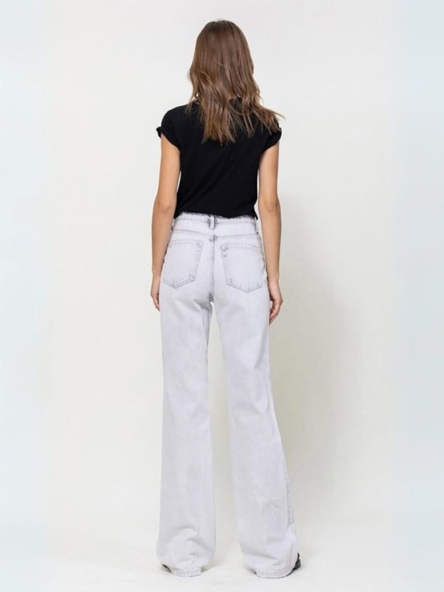 PANTALON JEAN MUJER GRIS CLARO CORTE RECTO - 3