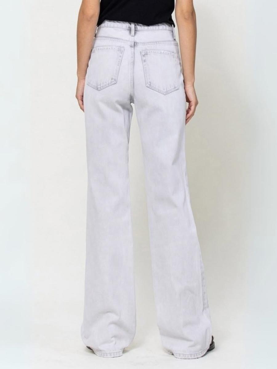 PANTALON JEAN MUJER GRIS CLARO CORTE RECTO - 4