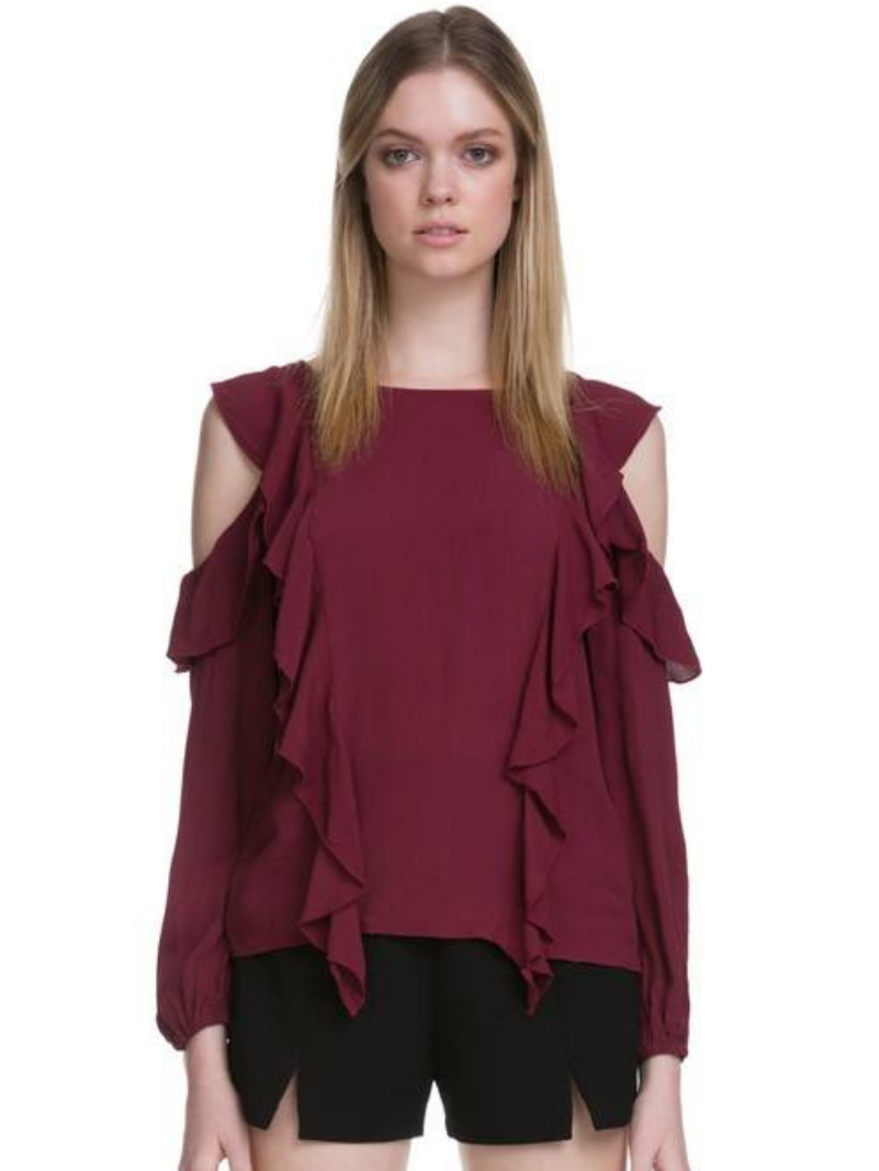 BLUSA COLD SHOULDER MUJER - GUINDA - 1
