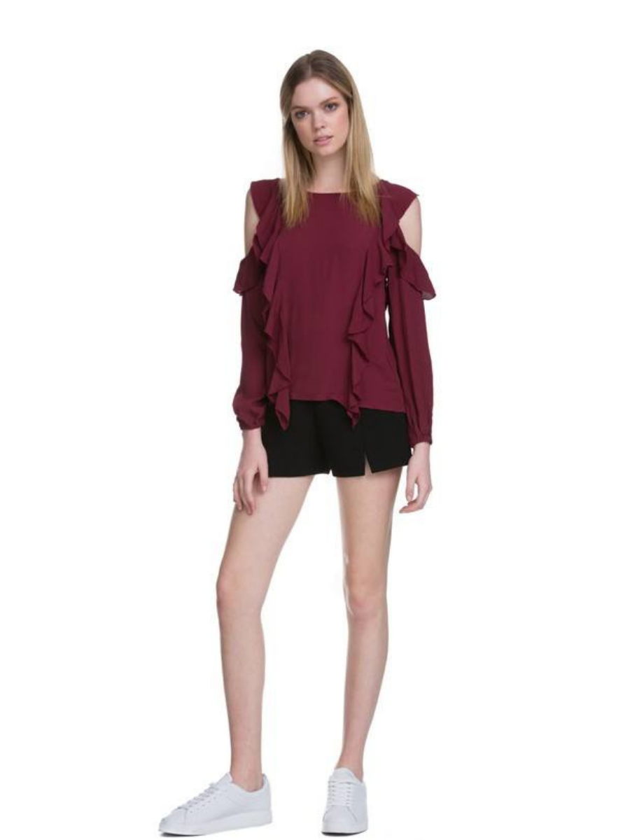 BLUSA COLD SHOULDER MUJER - GUINDA - 2