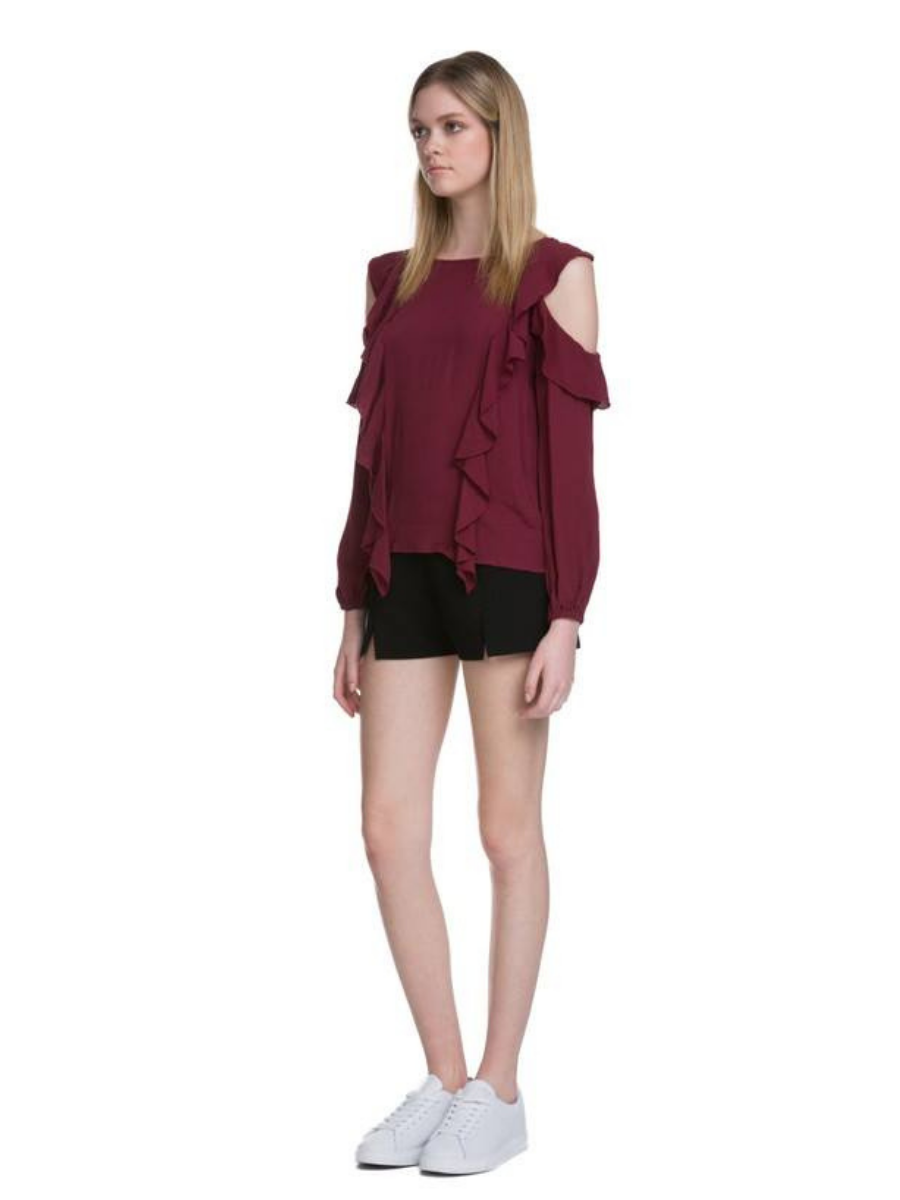 BLUSA COLD SHOULDER MUJER - GUINDA - 3