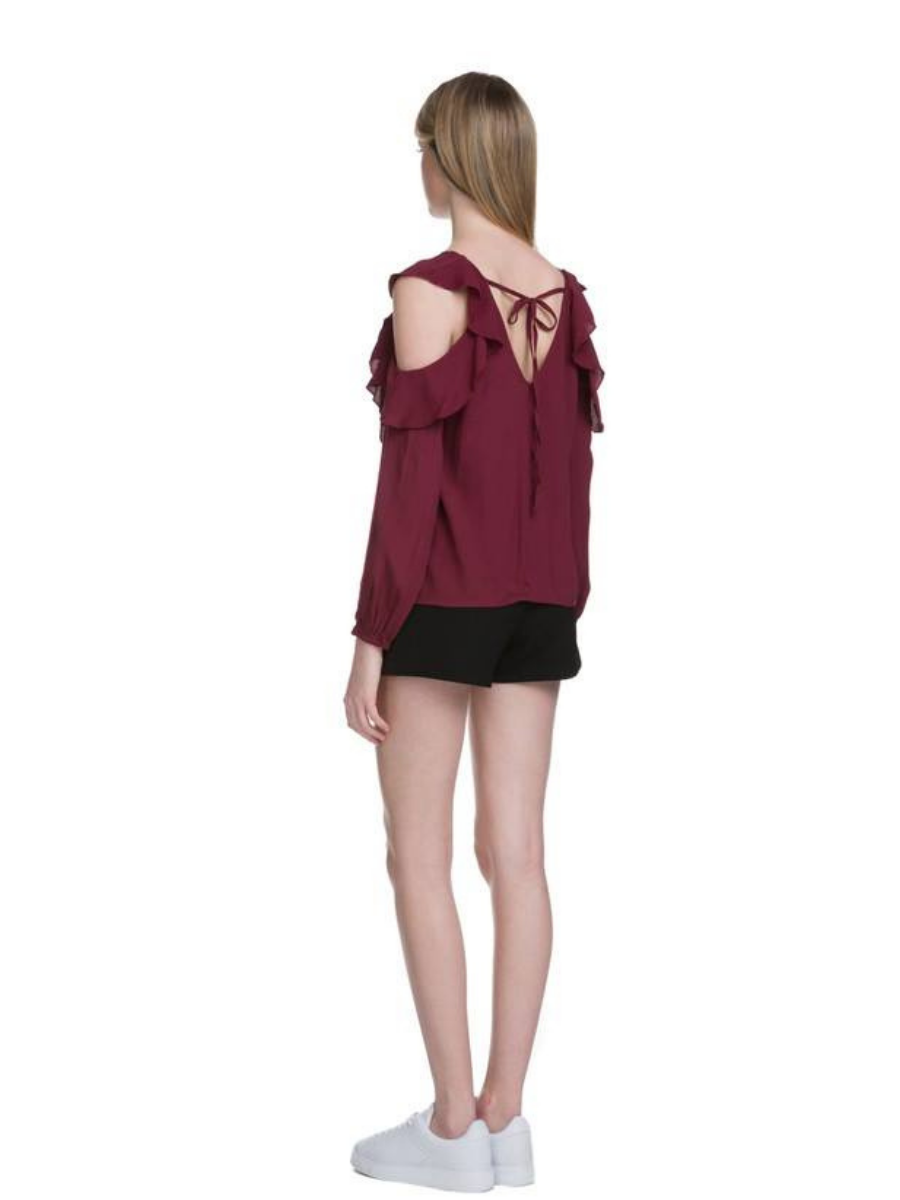 BLUSA COLD SHOULDER MUJER - GUINDA - 4