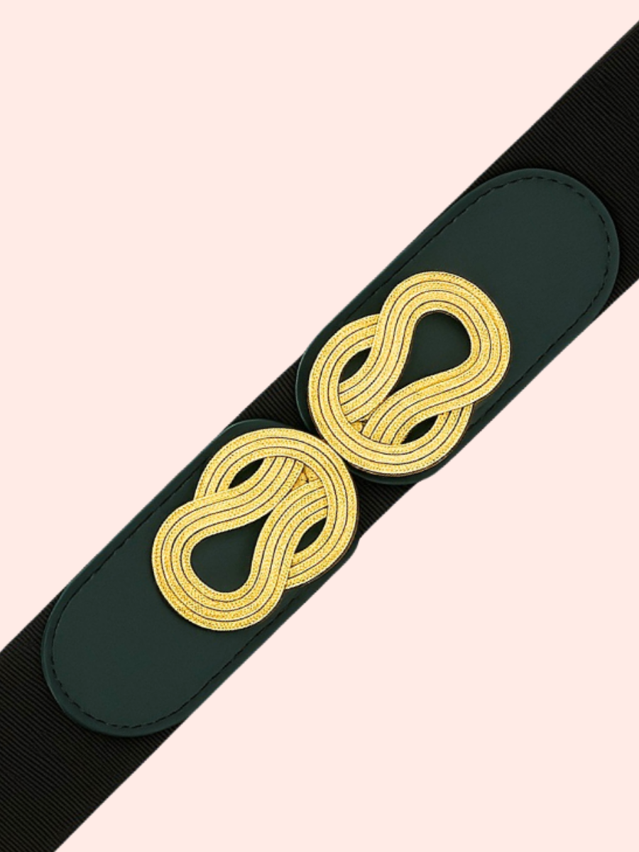 CORREA ELASTICA CON HEBILLA DORADA MUJER NADEZCA - NEGRO - 3