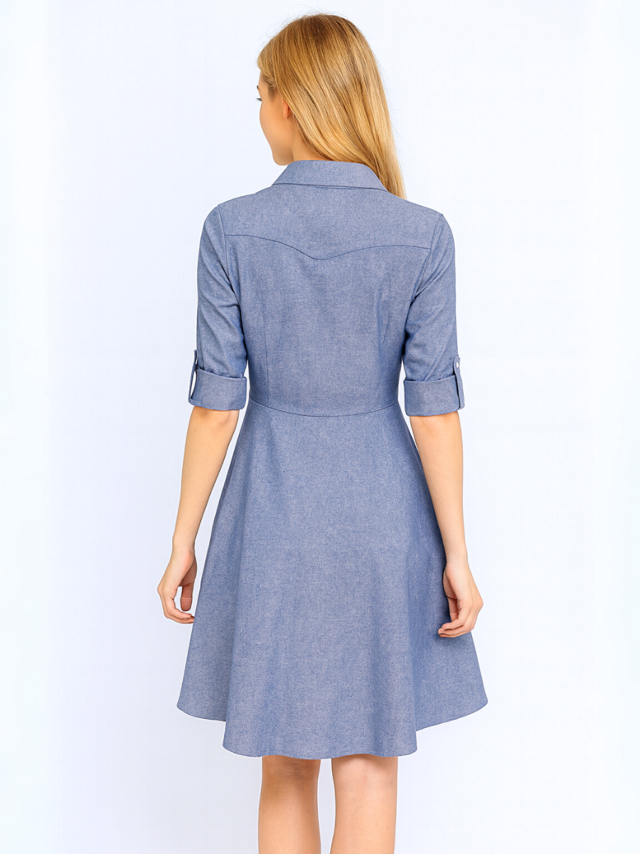 VESTIDO CORTO CAMISERO ESTILO DENIM - 2